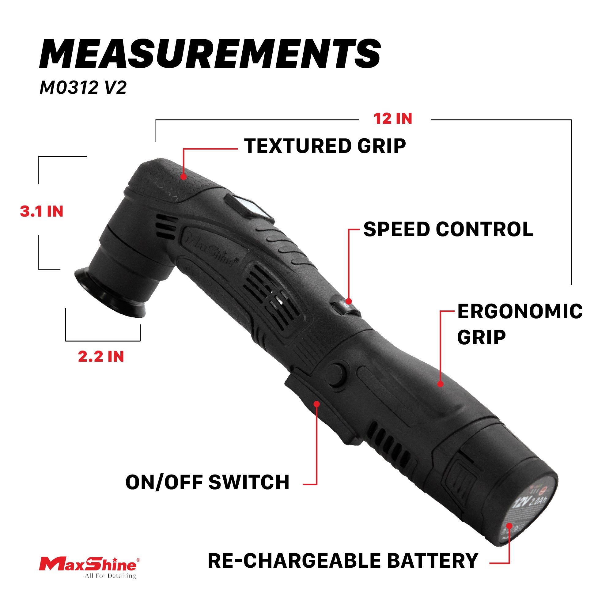 Cordless Dual Action Polisher | M0312 V2 - Cordless Hybrid Rotary & DA