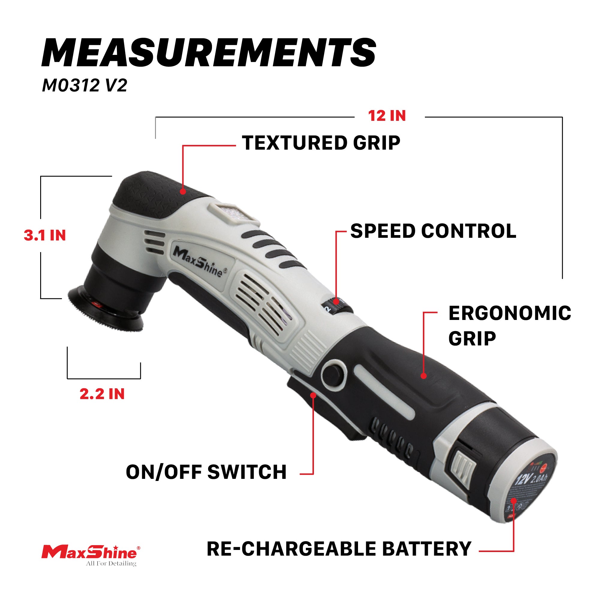 Cordless Dual Action Polisher | M0312 V2 - Cordless Hybrid Rotary & DA