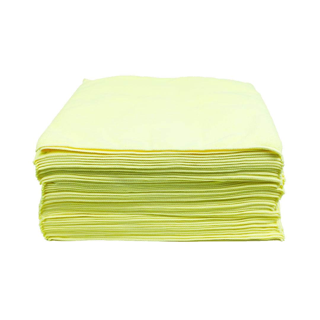 380GSM Premium Multipurpose Microfiber Cleaning Towel Yellow - Car Detailing, Garage, Mechanic, Home - 50 Pack