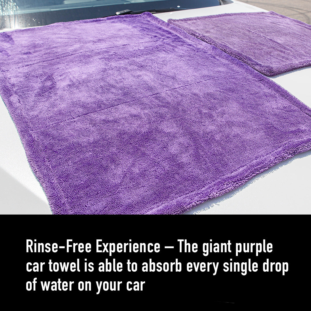 MaxShine 1200GSM Duo Twisted Loop Microfiber Drying Towels - Purple