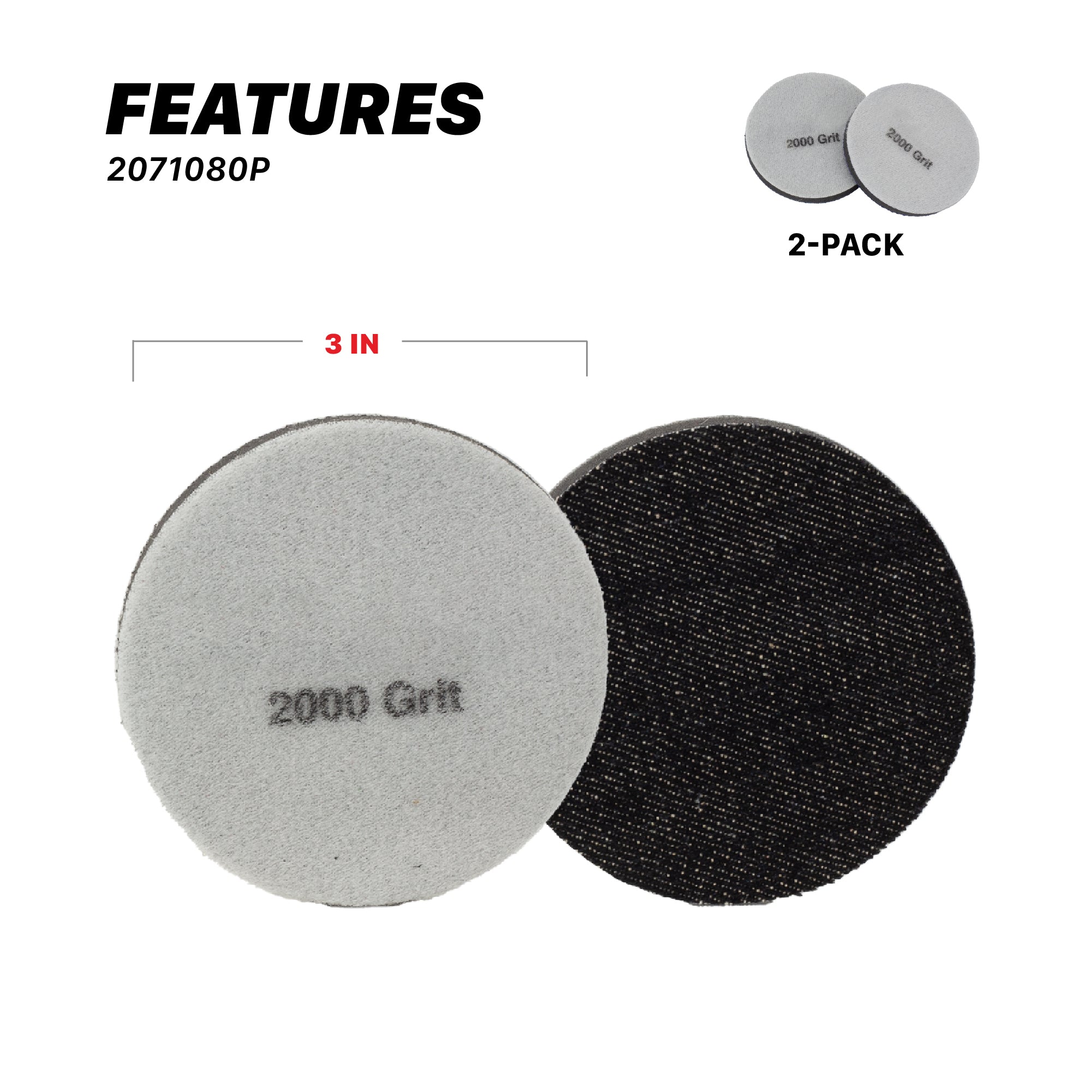 2071080P Orange Peel Pads - 3in - 2000 Grit Denim (2 Pack)