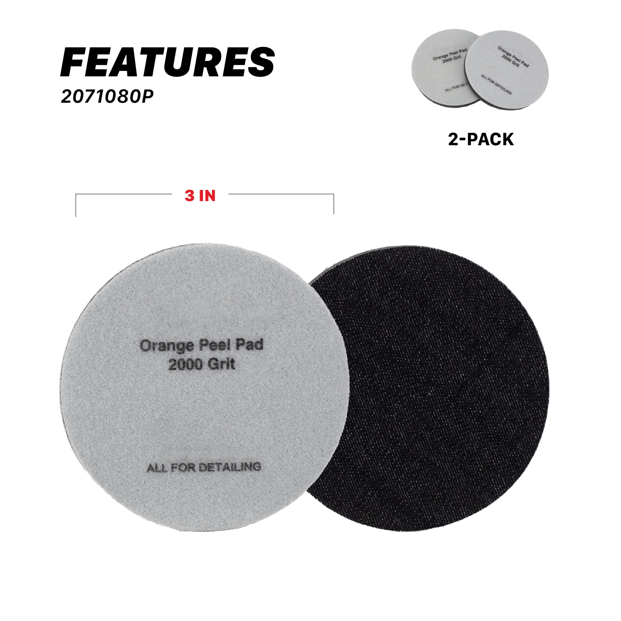 2071080P Orange Peel Pads - 2000 Grit Denim 3in (2 Pack)
