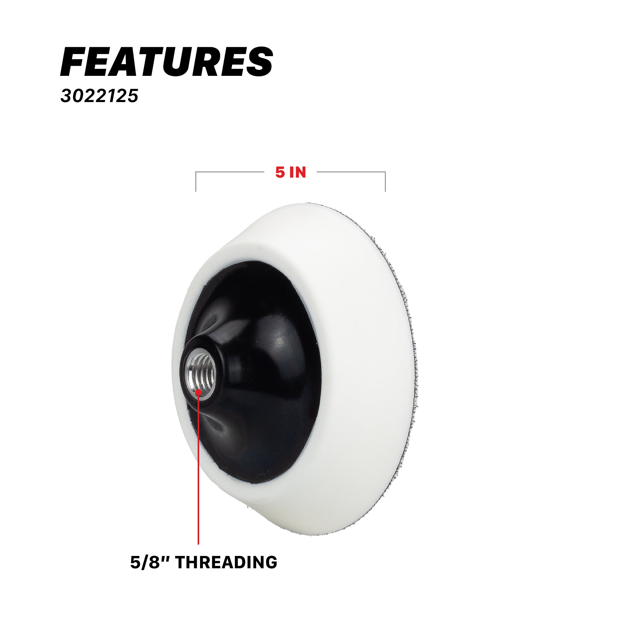 3022125 Firm Foam Rotary Polisher Backing Plates - 5in