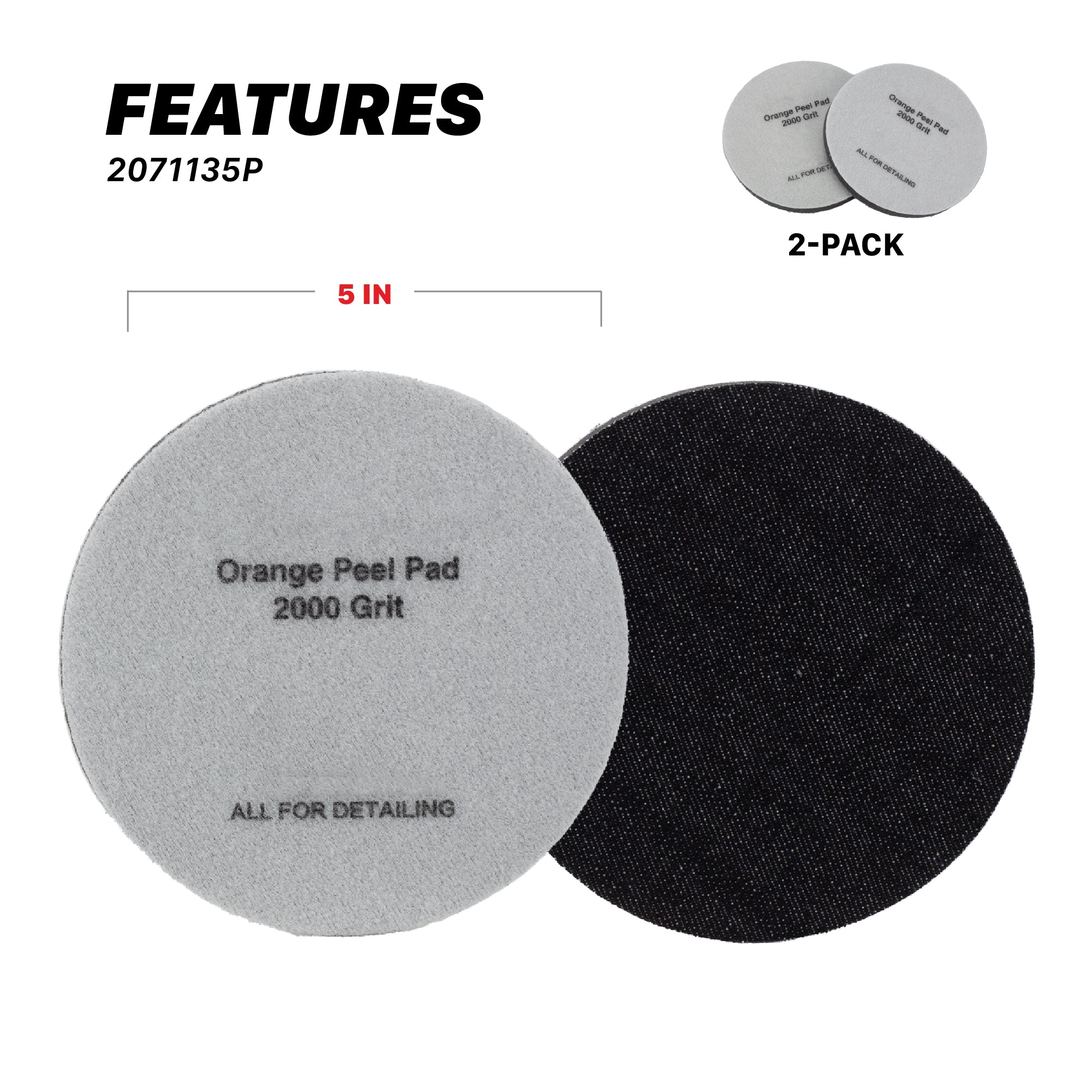 2071135P Orange Peel Pads - 2000 Grit Denim 5in (2 Pack)