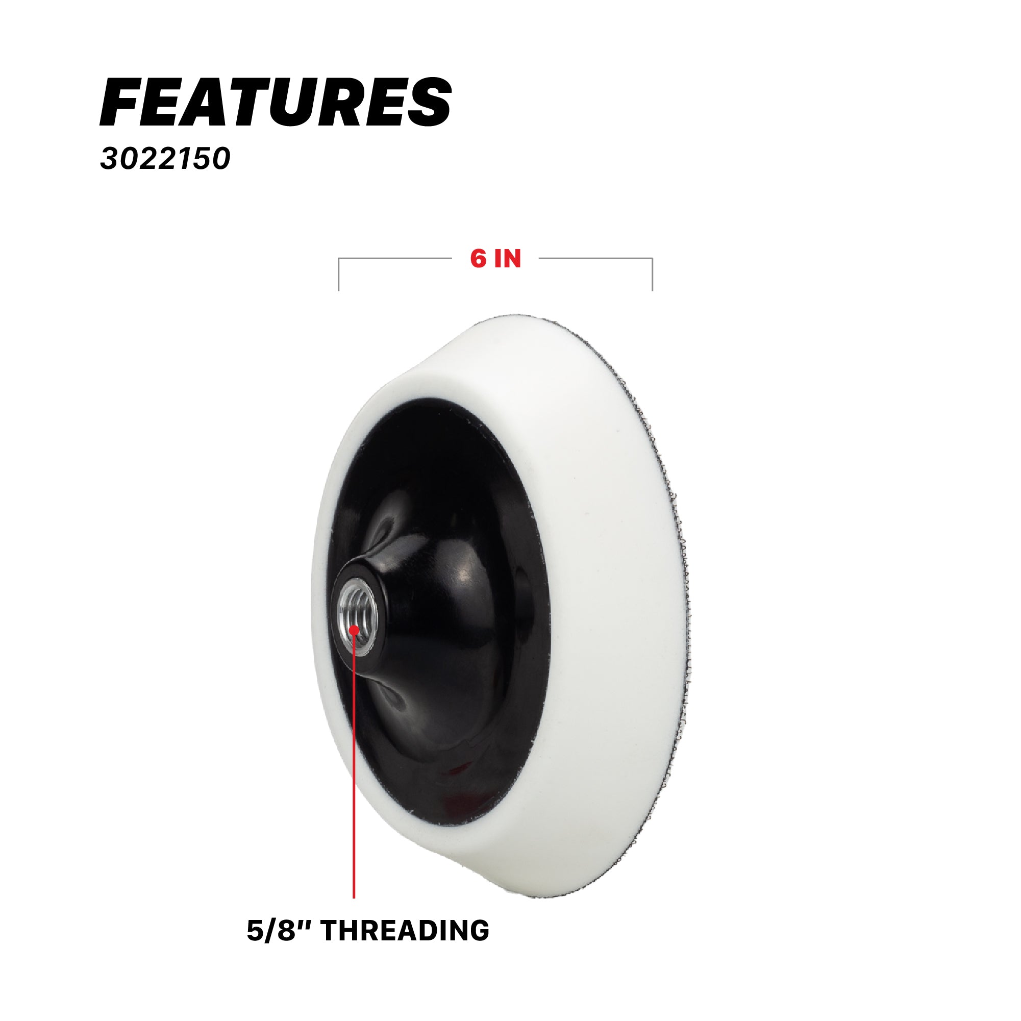 3022150 Firm Foam Rotary Polisher Backing Plates - 6in