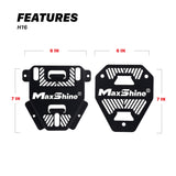 Black MaxShine H16 mounting plate shown from two angles with labeled dimensions: 6 inches by 7 inches, on a white background with the text FEATURES and H16.  Touchless Car Dryer Wall Mounts