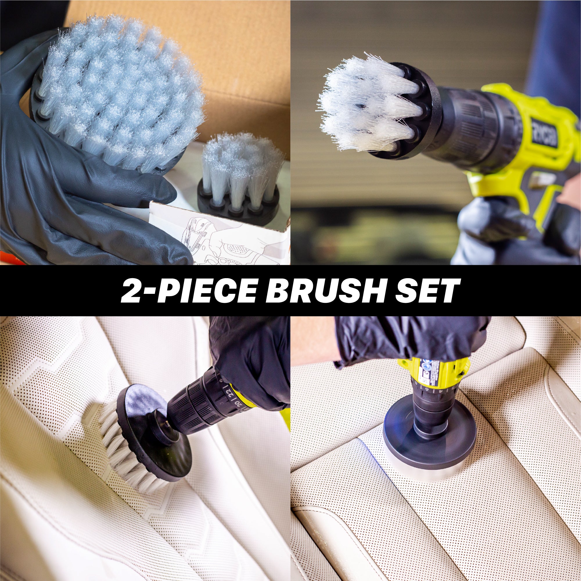 7012010 Soft Leather & Fabric Drill Brush Set - 2in & 4in