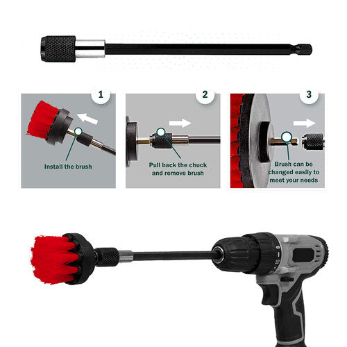 Drill brush attachment for car detailing