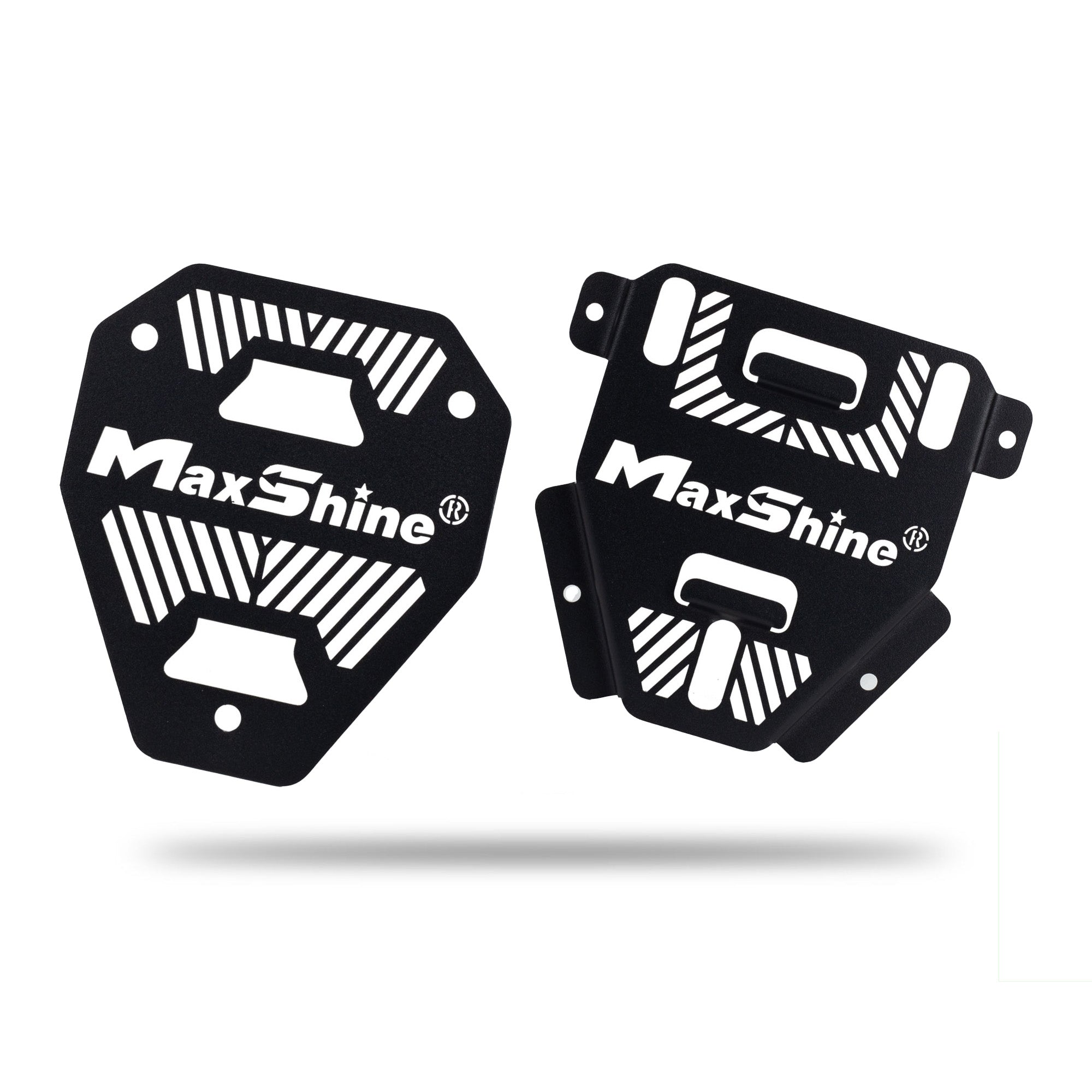 Two black MaxShine metal car dryer wall mounting plates H16 H17 Touchless Car Dryer Wall Mounts