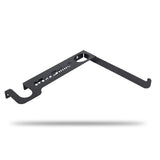A black metal mounting bracket for car dryer hose storage shown floating against a white background with a soft drop shadow. H16 H17 Touchless Car Dryer Wall Mounts