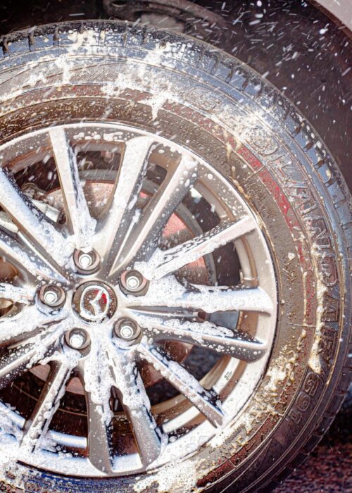 MaxShine Wheel and Tire Cleaner applied in wheel for perfect auto detailing