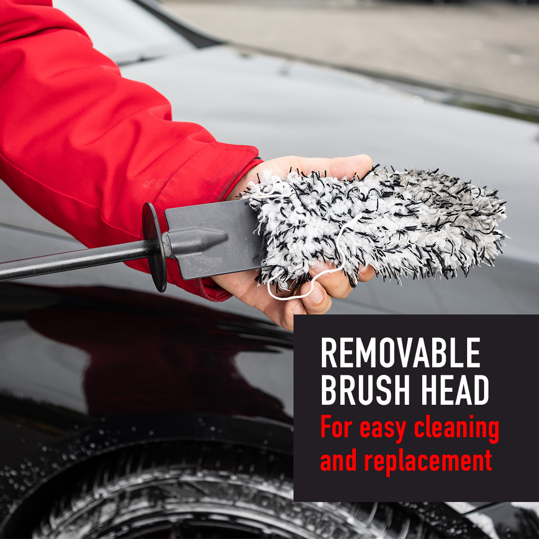 Car Wheel Cleaning Brush Soft Microfibre Long Handle Rim Detailing