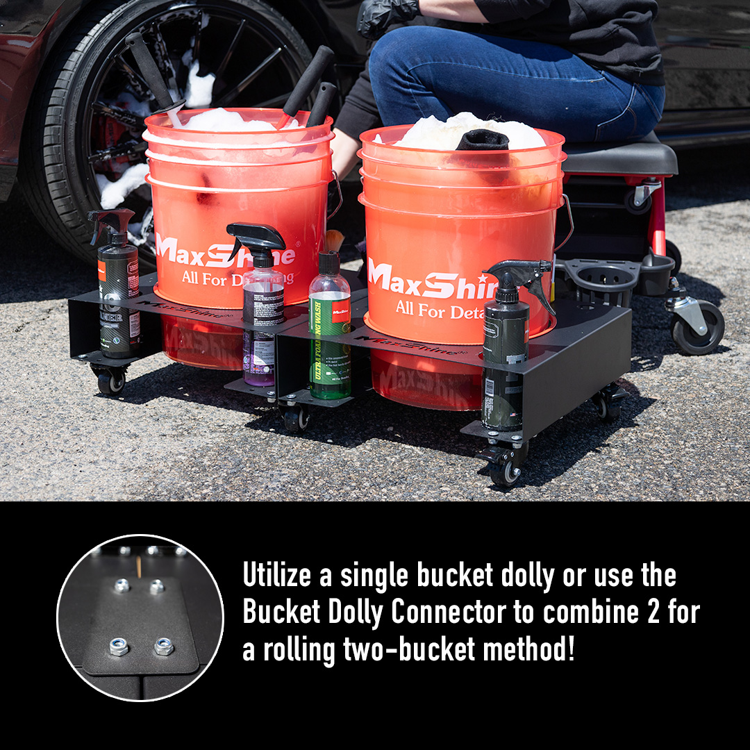 Detailing Bucket Dolly | H12 - Mobile Dolly for Car Wash & Connector | Galvanized Steel, Multi-Holders