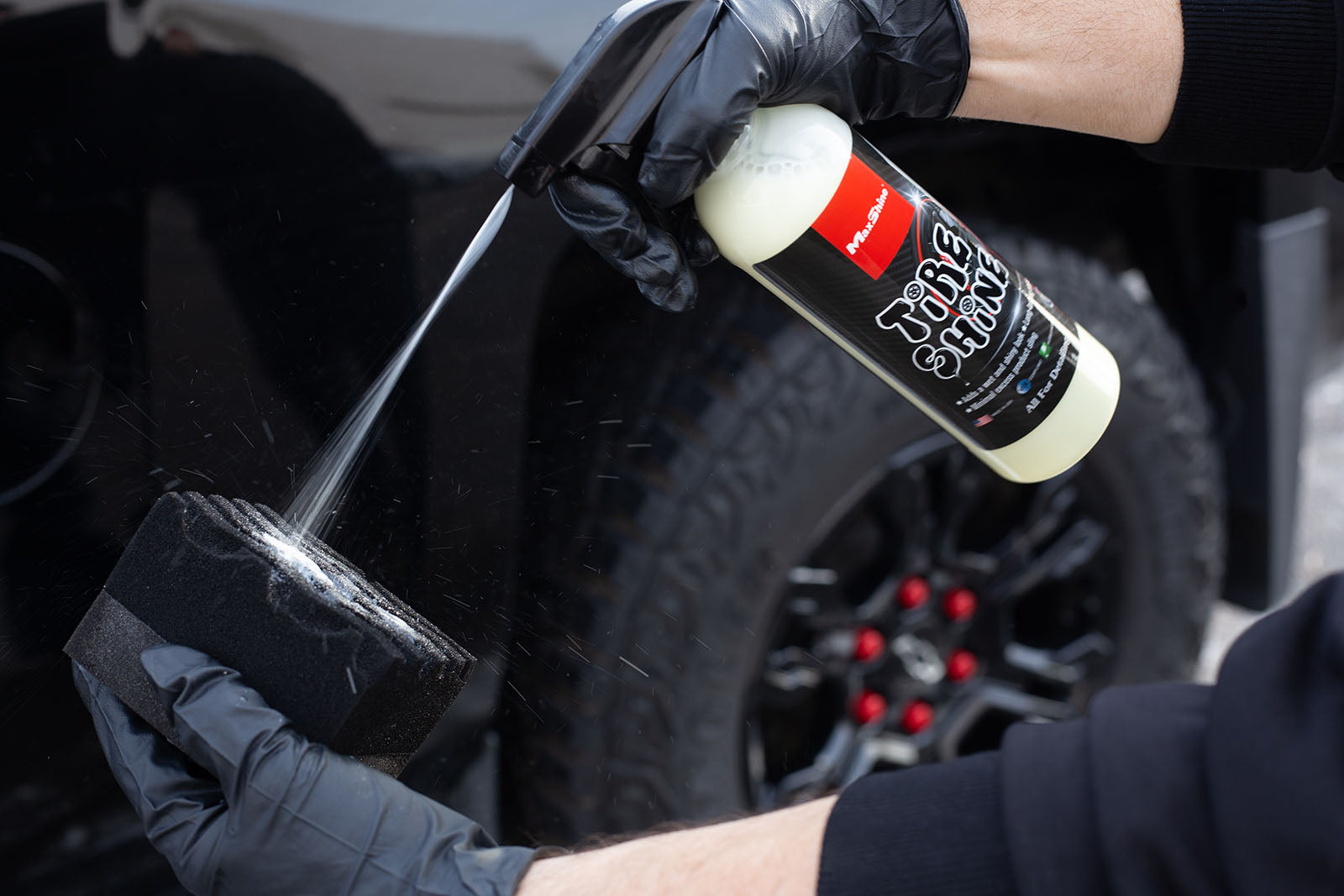 Tire Shine applicator in use