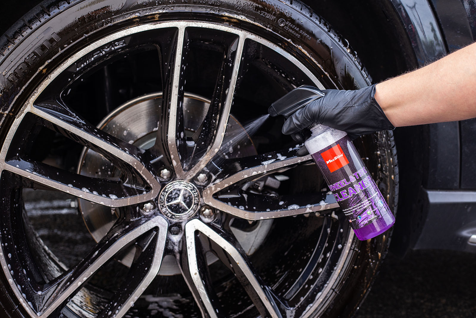 MaxShine Wheel and Tire Cleaner in rim